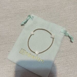 ENewton signature cross gold pattern 2mm bead bracelet